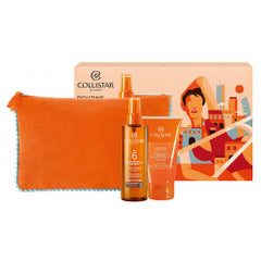 COLLISTAR Cofanetto Olio Secco Superabbronzante SPF6 200ml con Doccia Shampoo Doposole 150ml e Pochette