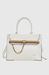 VERDE FASHION Borsa cartella grande a tracolla Ivory
