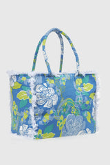 VERDE FASHION | Borsa mare in cotone fantasia fiori