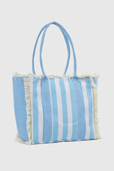 VERDE FASHION | Borsa mare in canvas a righe