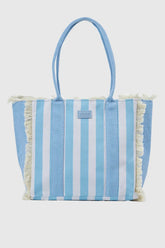 VERDE FASHION | Borsa mare in canvas a righe