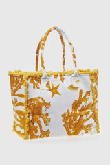 VERDE FASHION | Borsa mare in cotone fantasia coralli