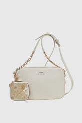 VERDE FASHION Camera bag a tracolla con portamonete Ivory