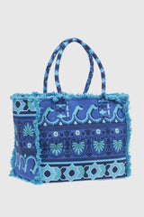 VERDE FASHION | Borsa mare in cotone fantasia geometrica