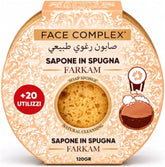 Face Complex Sapone in Spugna FARKAM 120 g – Spugna Saponata Profumata per Viso e Corpo – Detersione Delicata, Pelle Morbida e Luminosa – Oltre 20 Utilizzi