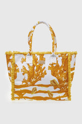 VERDE FASHION | Borsa mare in cotone fantasia coralli