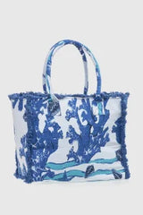 VERDE FASHION | Borsa mare in cotone fantasia coralli