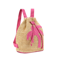 Emanuela Biffoli Zaino in Paglia con Palma fucsia