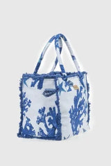 VERDE FASHION | Borsa mare in cotone fantasia coralli