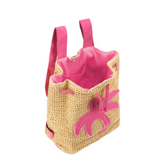 Emanuela Biffoli Zaino in Paglia con Palma fucsia