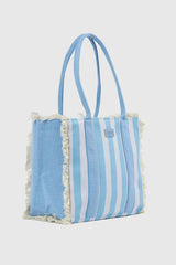 VERDE FASHION | Borsa mare in canvas a righe