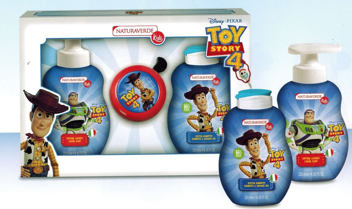 Toy Story 4 Confezione Regalo Con Sapone Liquido+ Doccia Shampoo+Campanello Da Bicicletta