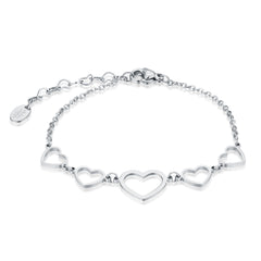 Brand Bracciale 5 Cuori vuoti Acciaio Linea Good Feeling