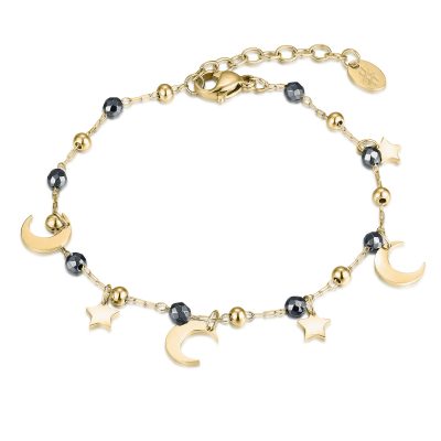 Brand Gioielli Linea Fusion Bracciale Sfere Stelle Lune ed Ematite