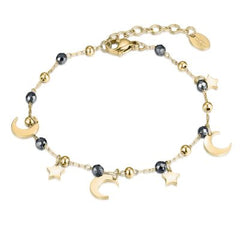 Brand Gioielli Linea Fusion Bracciale Sfere Stelle Lune ed Ematite