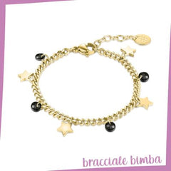 Brand Gioielli Bracciale Catena Stelle e Cristalli  Pvd Oro