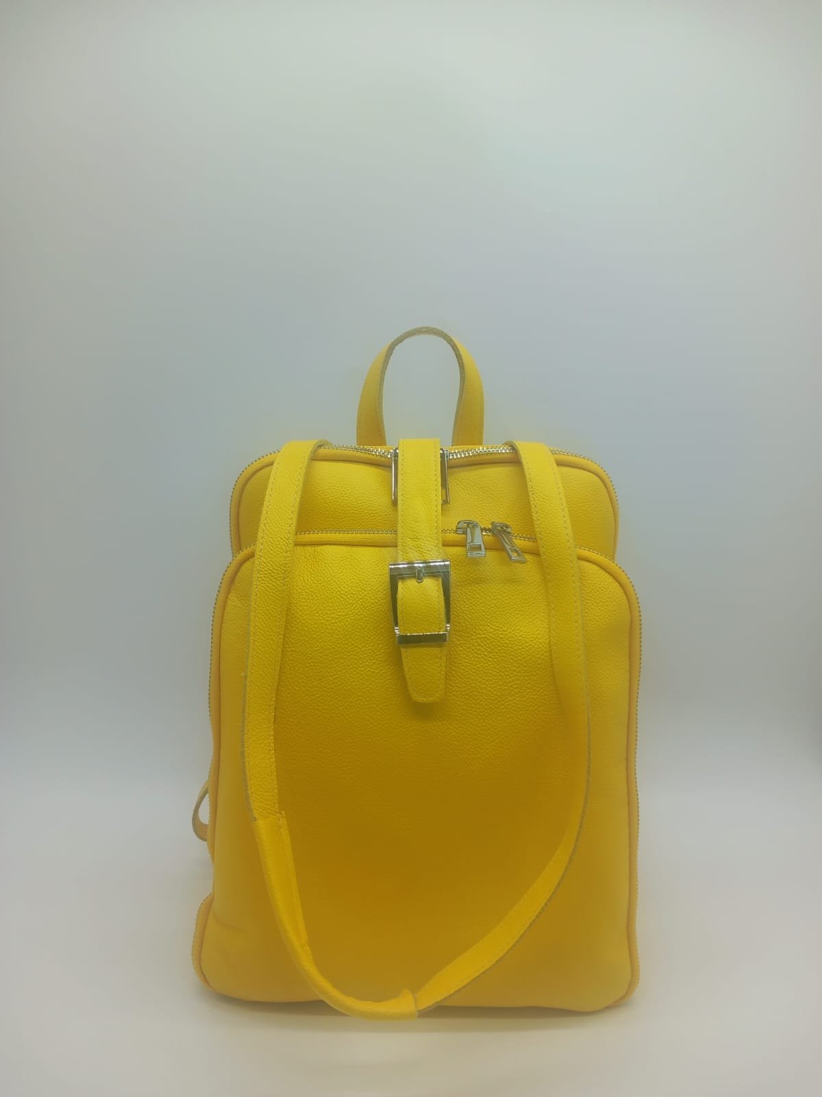 Zaino / borsa giallo in vera pelle made in italy