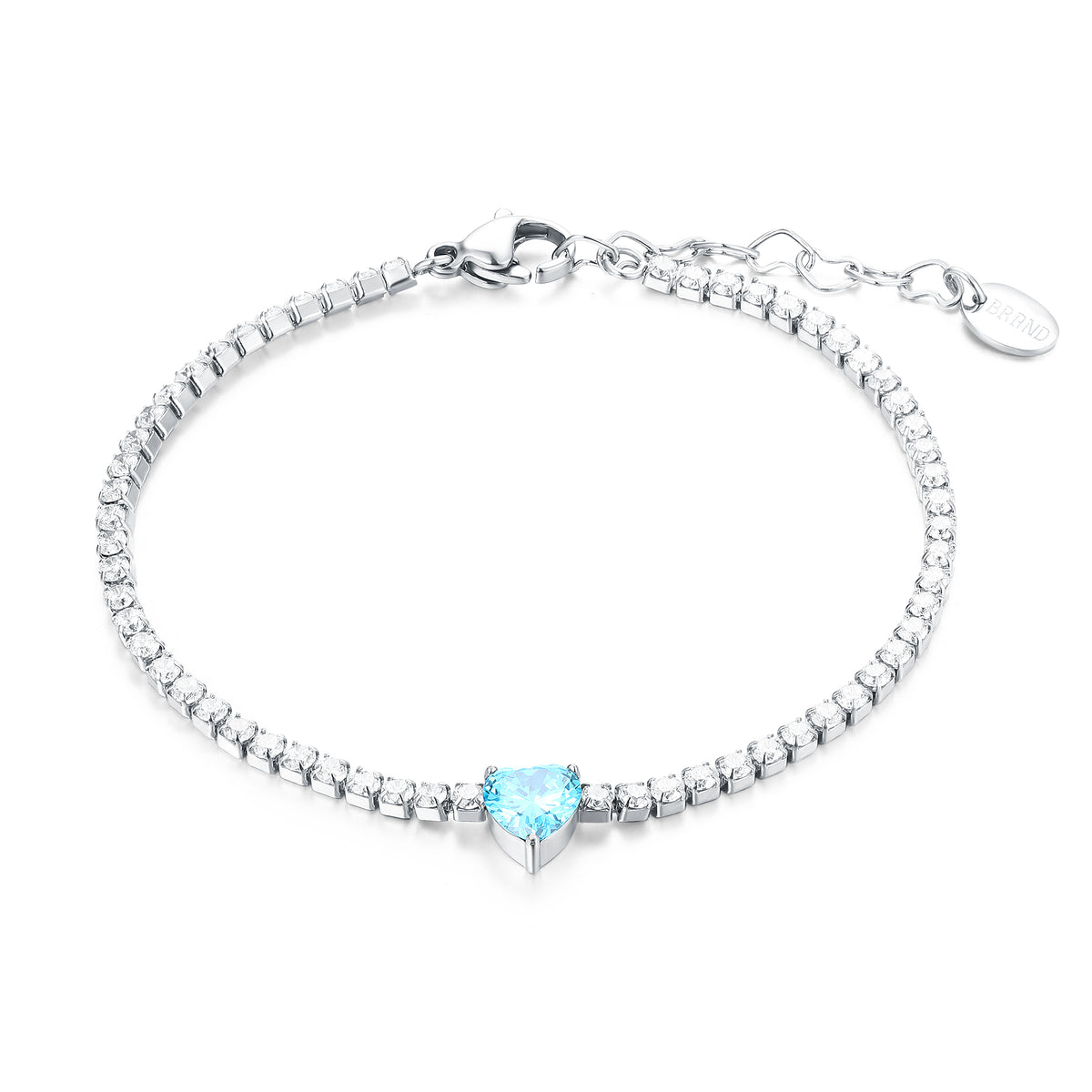 Bracciale Brand tennis cuore azzurro