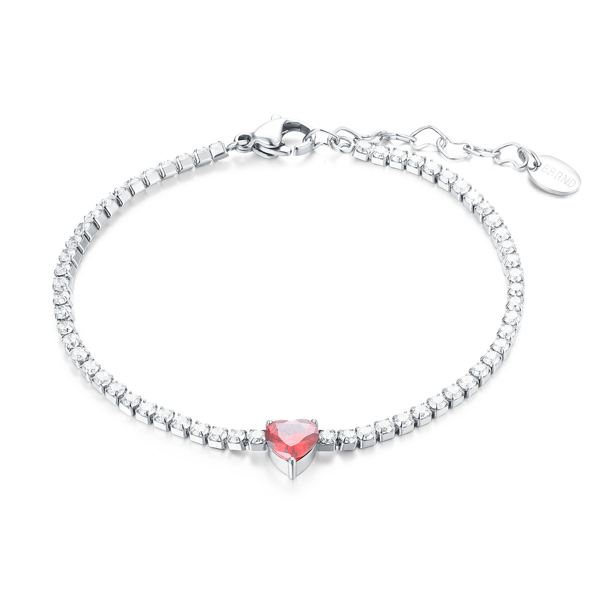 Bracciale Brand tennis cuore rosso