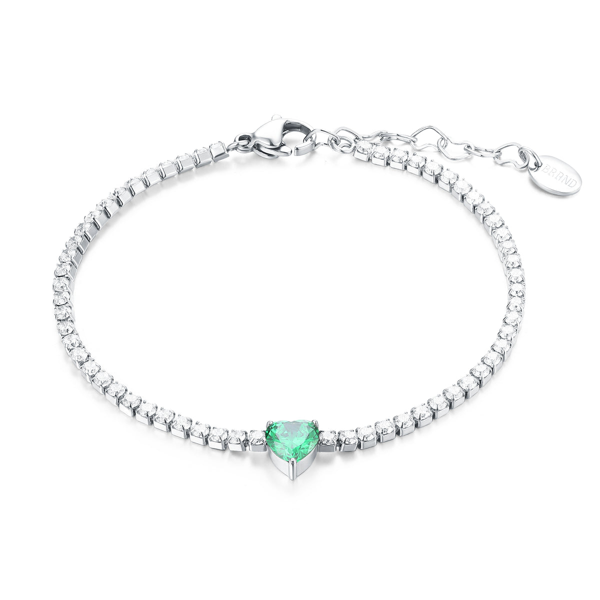 Brand Gioielli - Bracciale tennis cuore verde