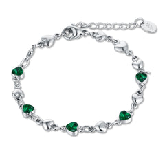 Brand Gioielli - Bracciale Cuori Cristalli Verdi