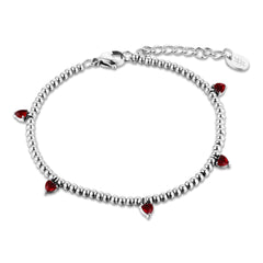 Brand Gioielli - Bracciale Sfere Cuori Pendenti Rossi