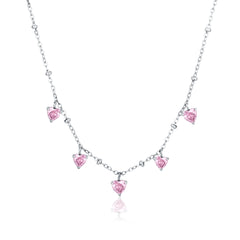 Brand Gioielli - Collana Cristalli Cuori Pendenti Rosa