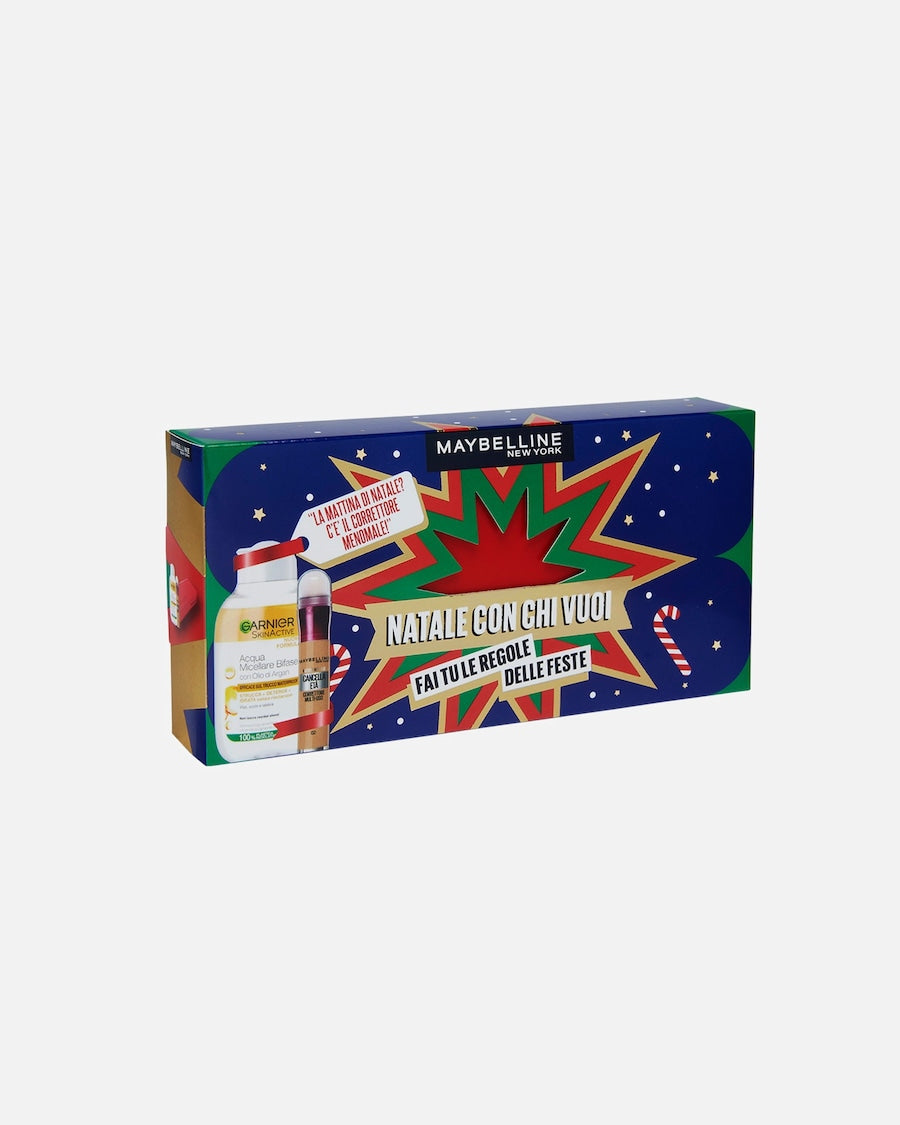 MAYBELLINE - COFANETTO REGALO  CON CORRETTORE IL CANCELLA ETA' NUDE (02) E ACQUA MICELLARE BIFASICA GARNIER