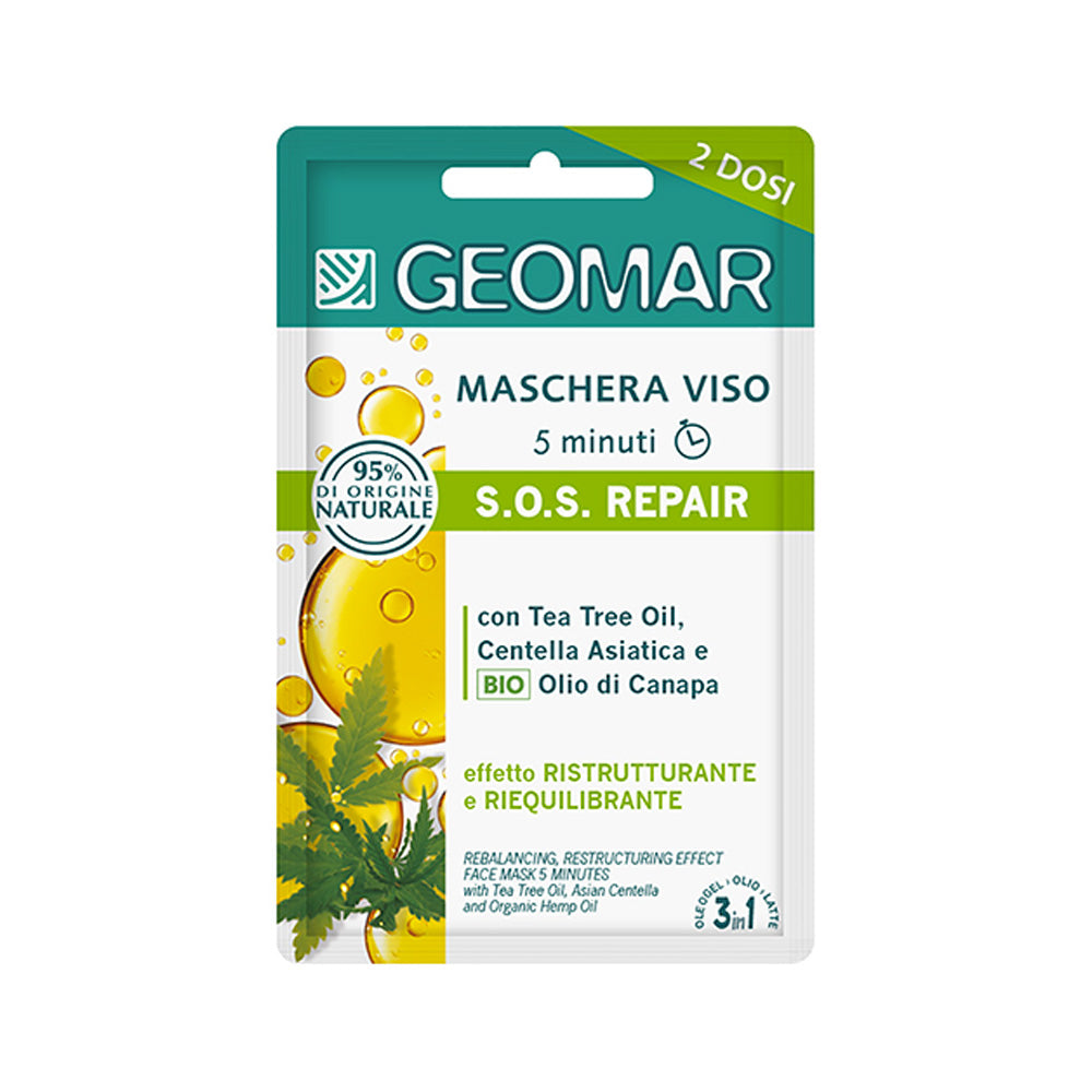 GEOMAR MASCHERA VISO IN CREMA S.O.S REPAIR CON TEA TREE OIL RISTRUTTURANTE E RIEQUILIBRANTE