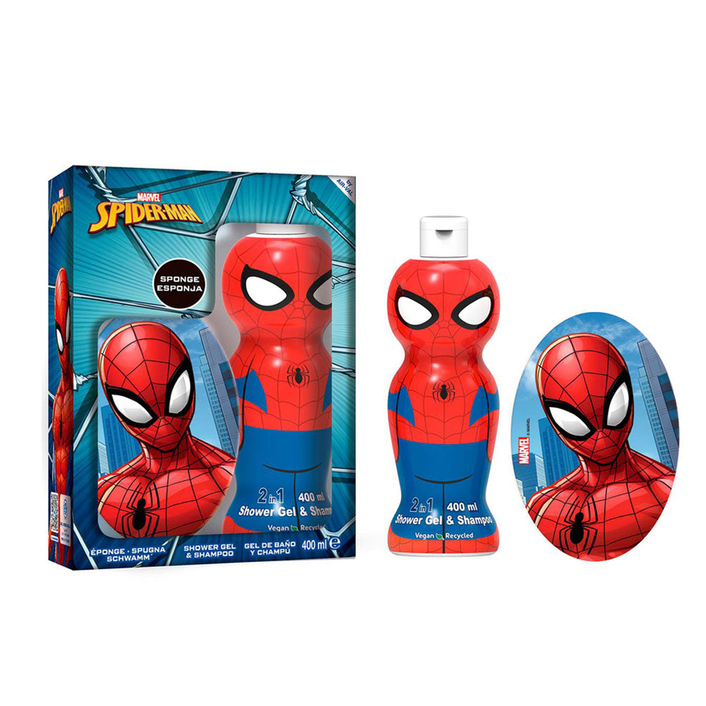 MARVEL SPIDER MAN CONFEZIONE REGALO BAMBINO BAGNO DOCCIA E SHAMPOO 400ML E SPUGNA DA BAGNO