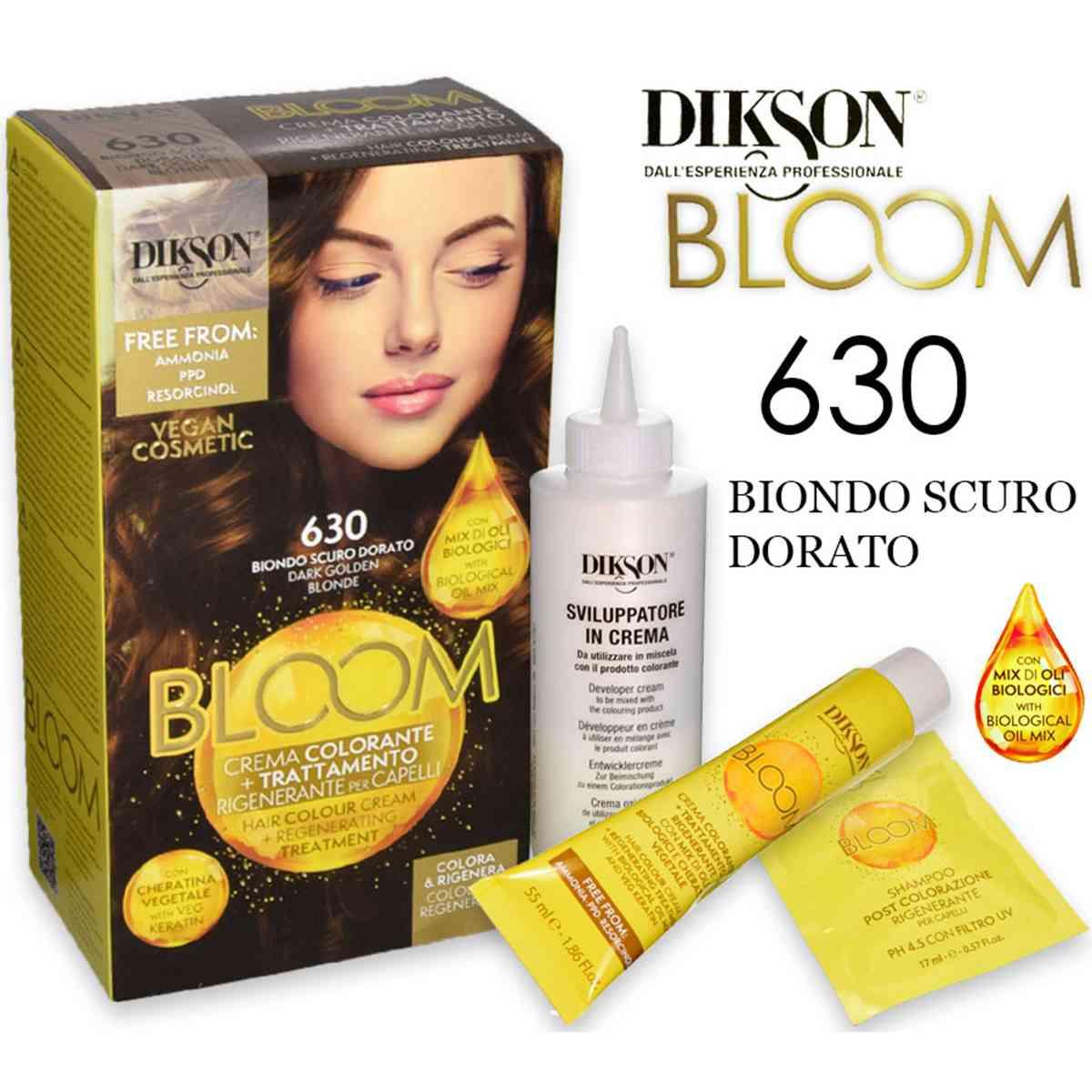 Dikson bloom crema colorante con cheratina 630 biondo scuro dorato