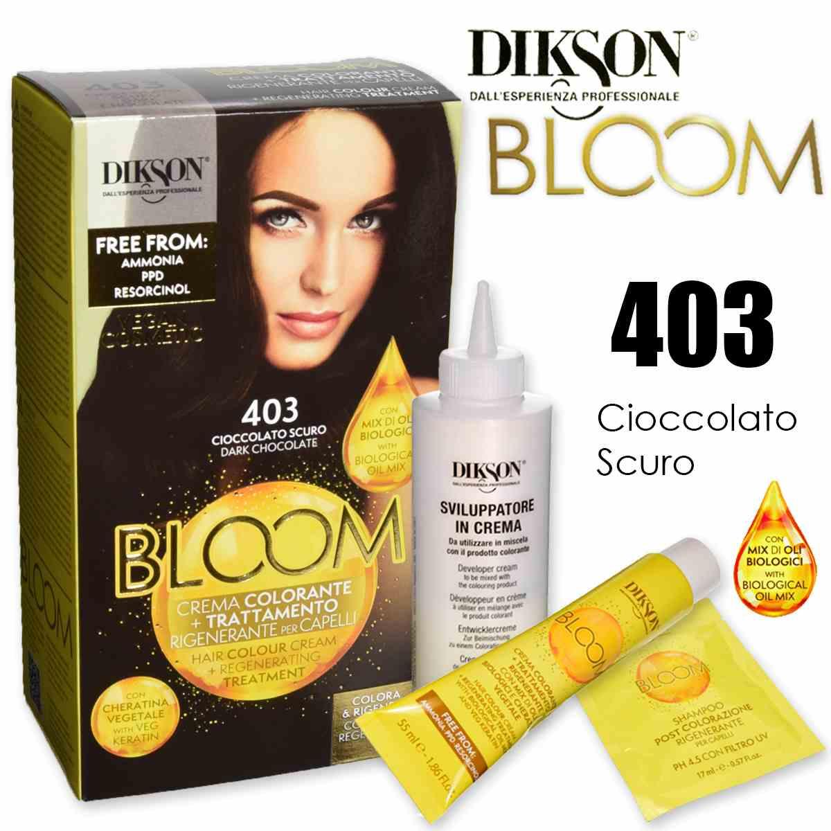 Dikson bloom crema colorante con cheratina 403 cioccolato scuro