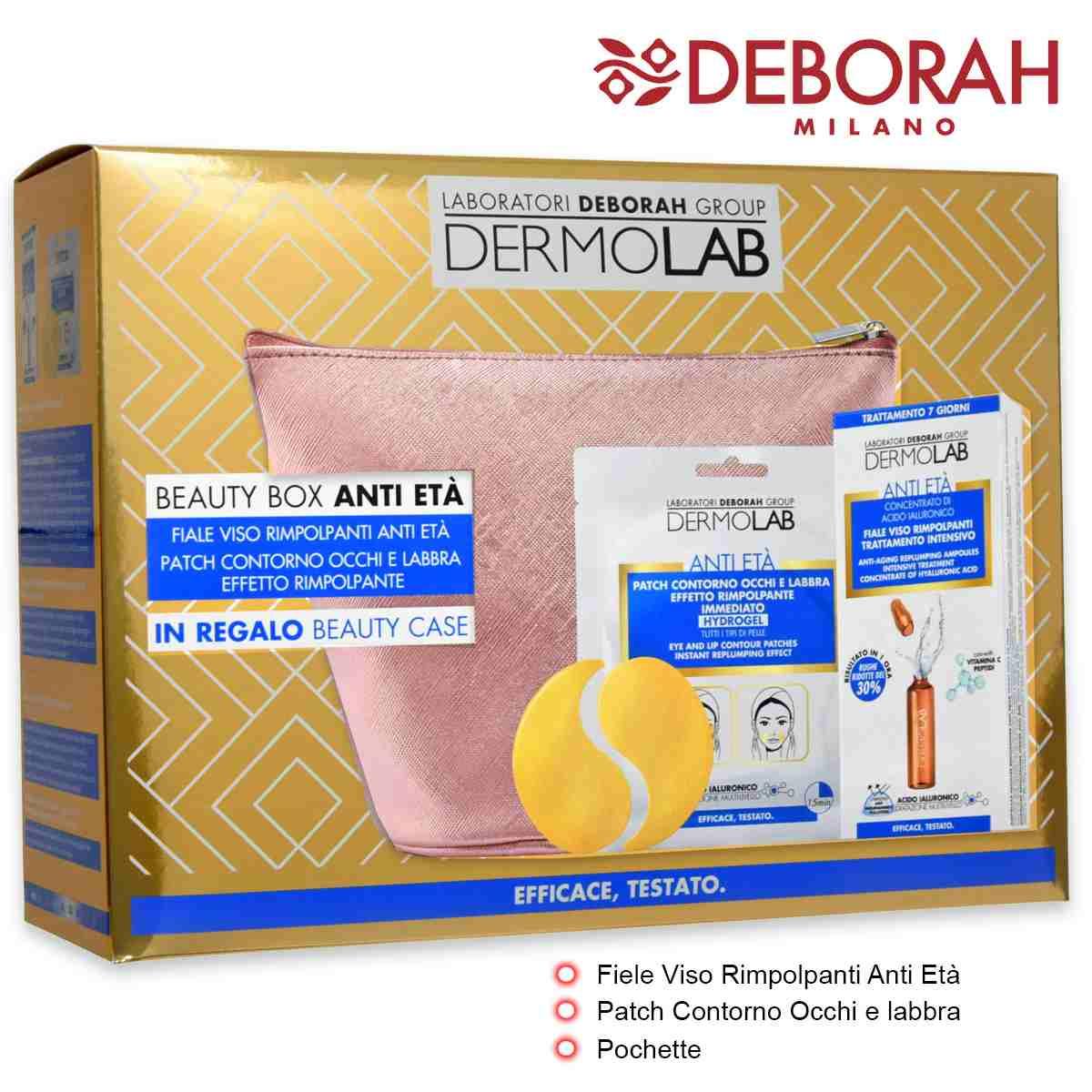 Dermolab Beauty Box Con Fiale Viso + Patch Contorno Occhi e Labbra +Beauty Case