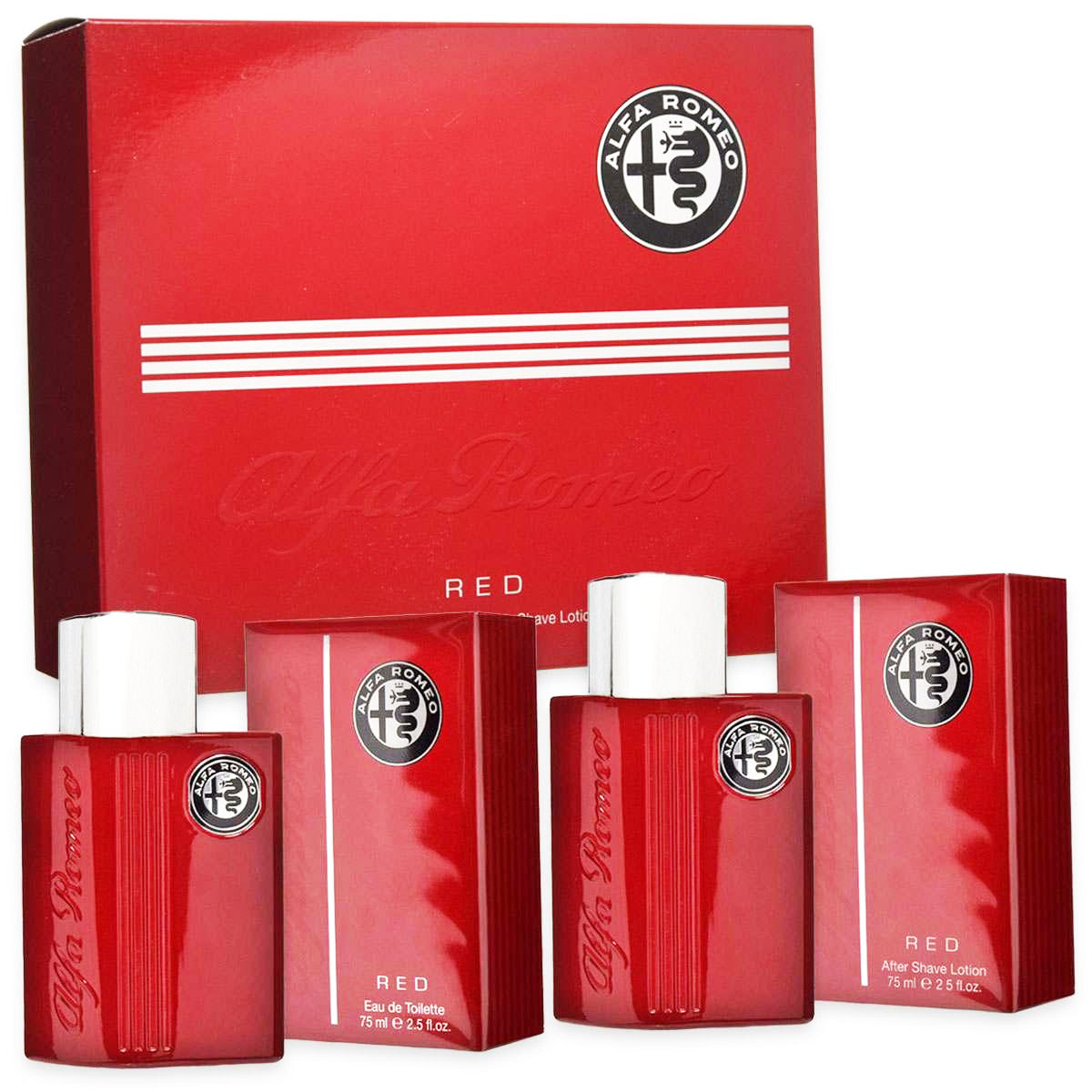Confezione Regalo Profumo Uomo Alfa Romeo Red Set Edt 75ml + Dopobarba 75ml