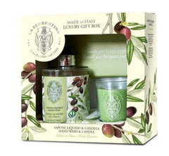 La Florentina Set relax all'Olivo in Fiore Con Sapone Liquido e Candela