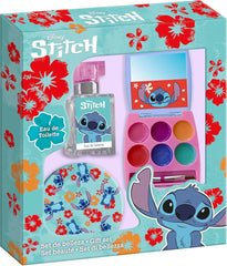 Disney Stitch - Set di bellezza composto da 1 Eau de Toilette, 1 palette di lucidalabbra e 1 specchio