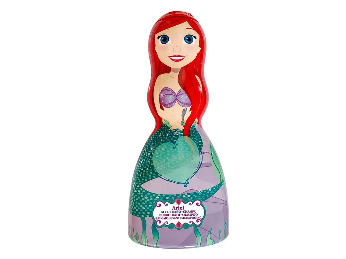 Doccia shampoo 3d 2 in 1 formato da 250ml a forma della principessa ariel la sirenetta