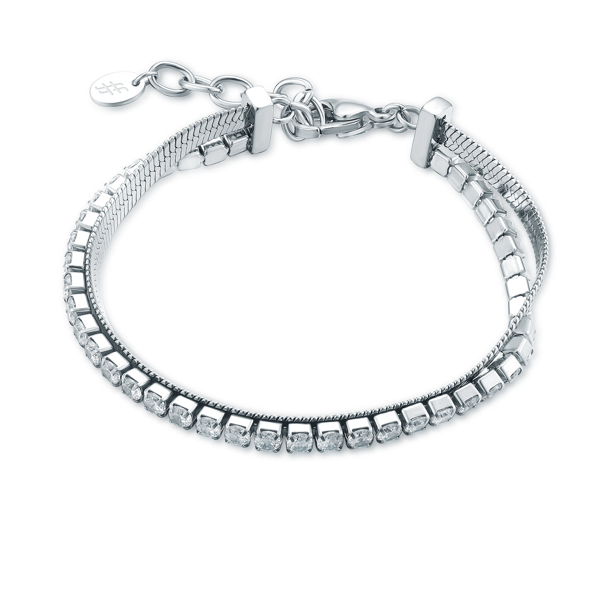 Brand Gioielli - Bracciale Tennis 3mm con catena sickle