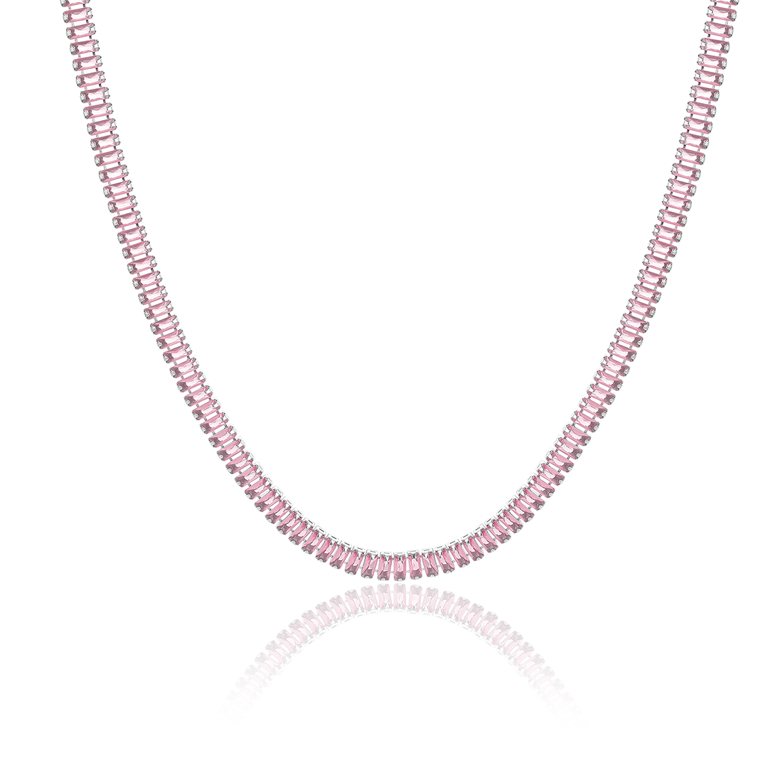 Brand Gioielli - Collana Tennis Baguette Rosa