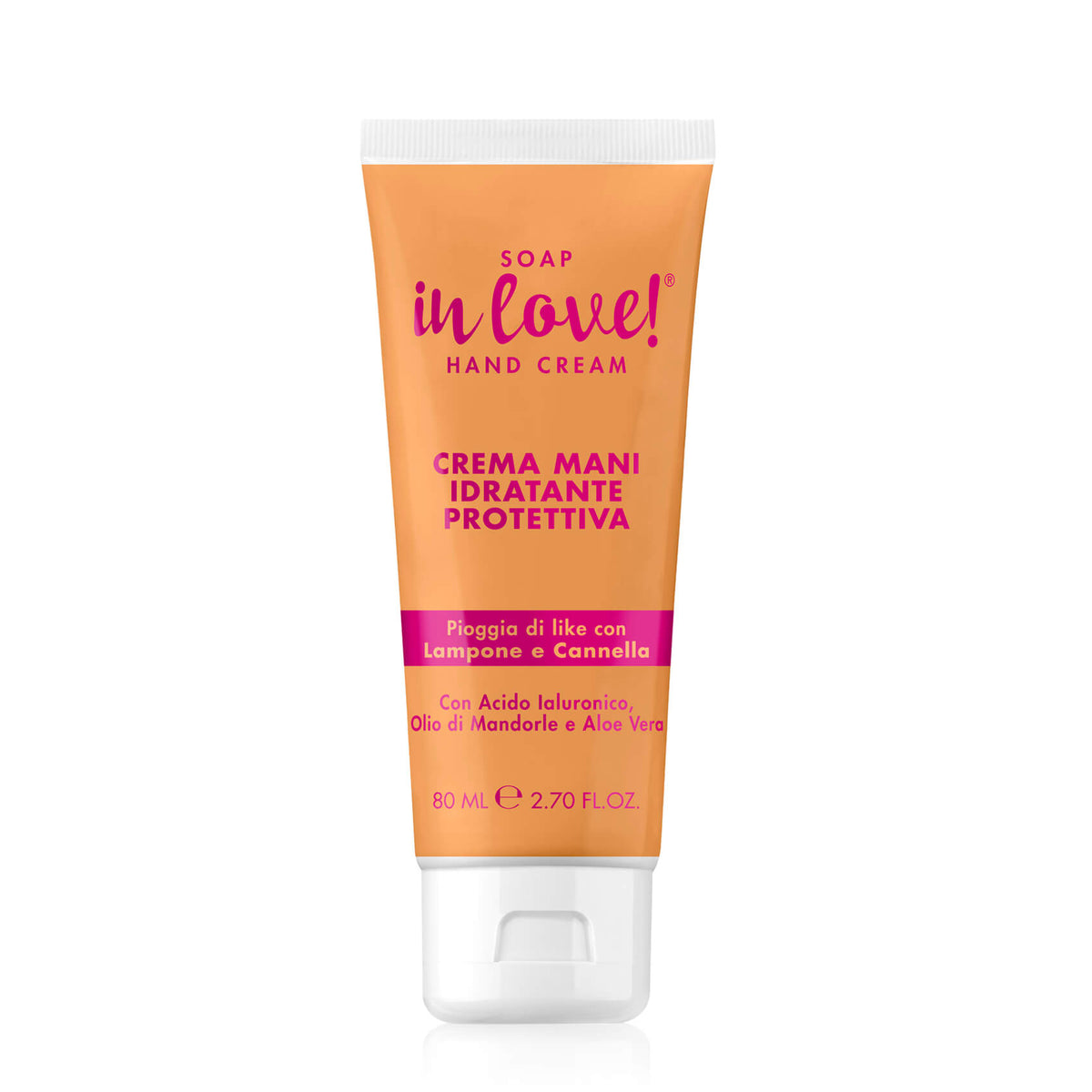 Soap in Love  Crema mani idratante 80 ml Pioggia di like con Lampone e Cannella.