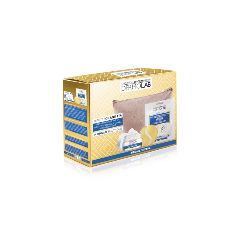 Dermolab Beauty Box Con Crema Rimpolpante+ Patch Contorno Occhi e Labbra +Beauty Case