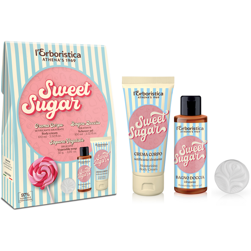 L'ERBORISTICA Cofanetto Sweet Sugar - Bagno Doccia + Crema Corpo + Sapone Vegetale Delicato