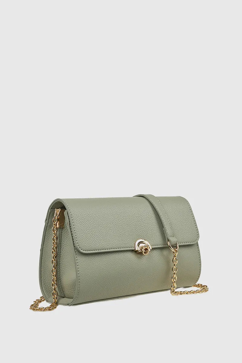VERDE FASHION | Borsa a tracolla in ecopelle con patta