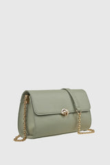 VERDE FASHION | Borsa a tracolla in ecopelle con patta