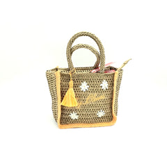 Naj-Oleari Borsa piccola in paglia set Flo2 Arancione