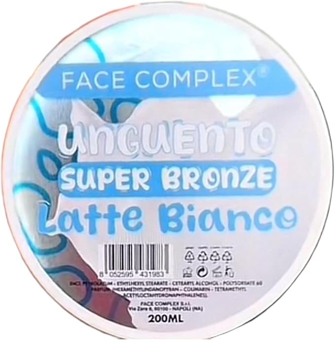 Unguento Super Bronze Latte Bianco 200 ml – Acceleratore Abbronzatura Senza Protezione Solare, Effetto Dorato Intenso, Idratante, Texture Cremosa Non Ungente