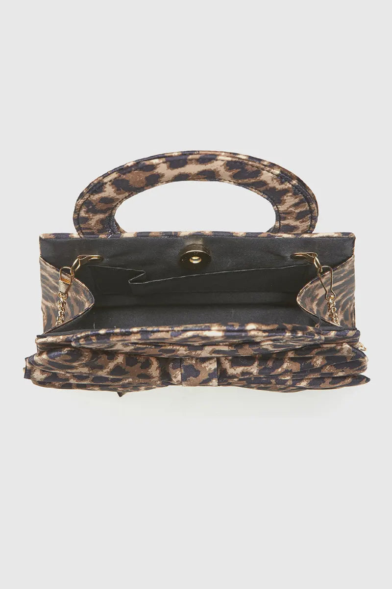 VERDE FASHION | Pochette stampa maculata con fiocco