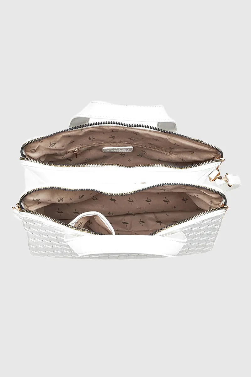 VERDE FASHION Borsa doppia zip intrecciata