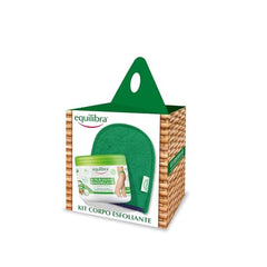 Equilibra Kit Scrub Corpo Rimodellante Esfoliante anti-cellulite tonificante naturale con sale marino e guanto scrub incluso per pelle nutrita e levigata