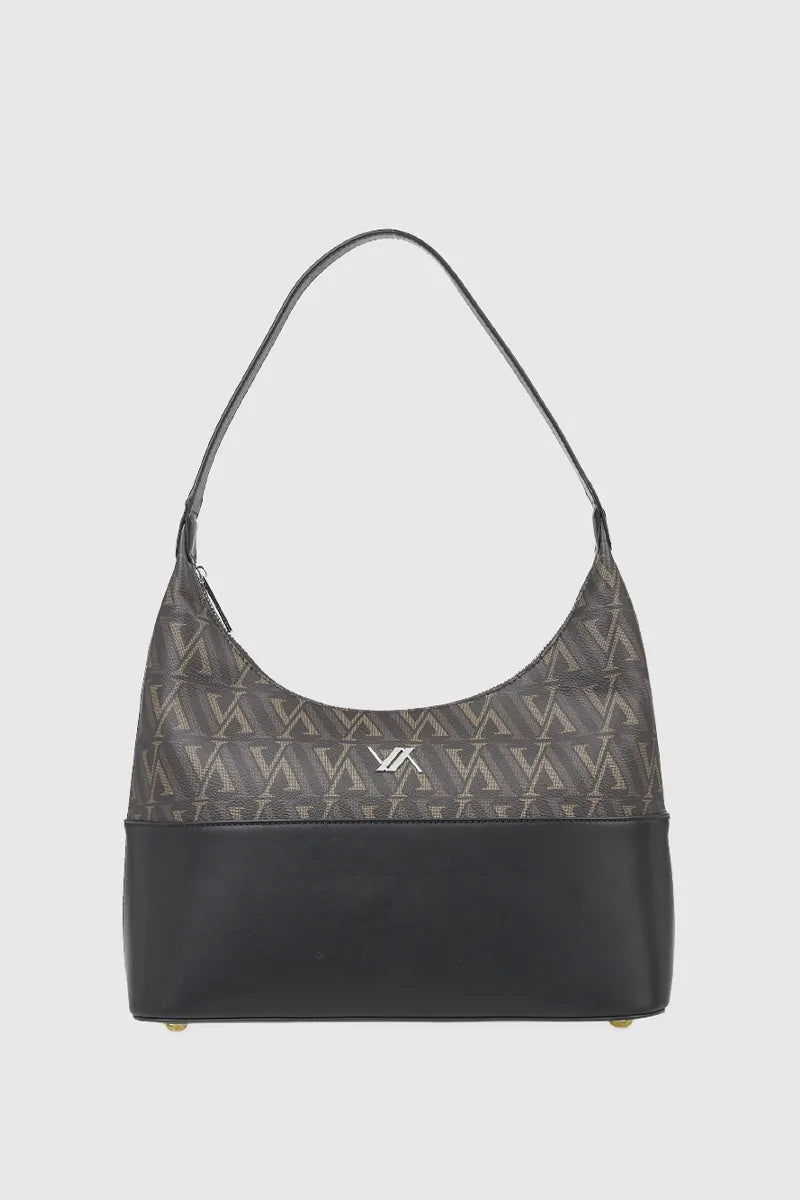 VERDE FASHION | Borsa a spalla mezzaluna con stampa logo